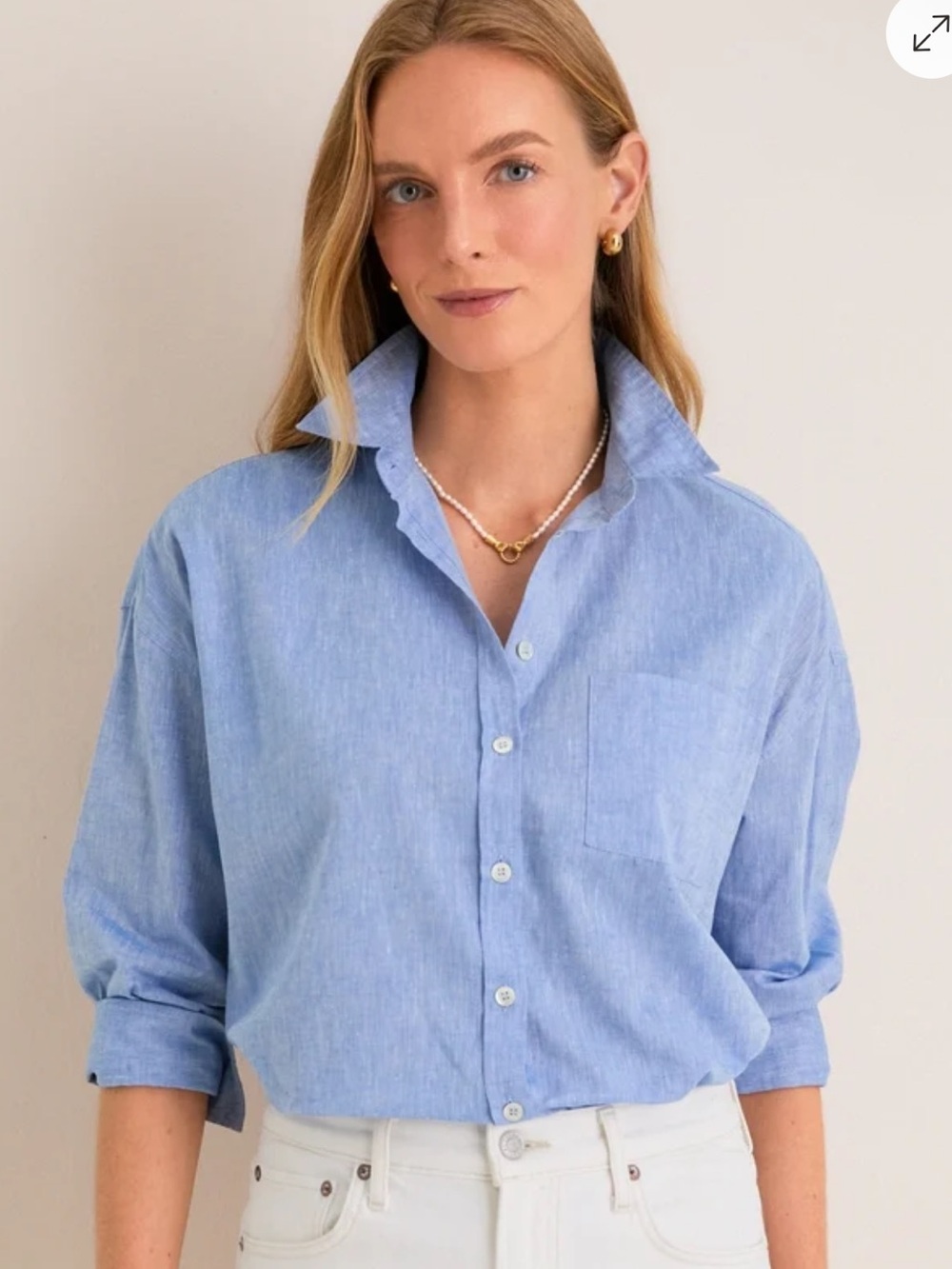 POMANDER PLACE Beautiful Chambray Longer Back Button Down Shirt M NWT $100!!